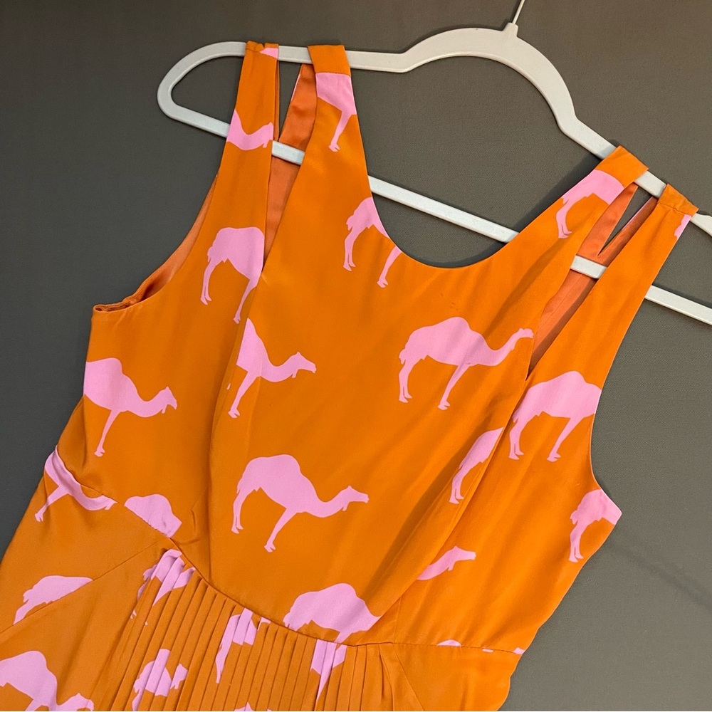 Anthropologie | Orange Dromedary Dress with Pink Camel Print | Size 8